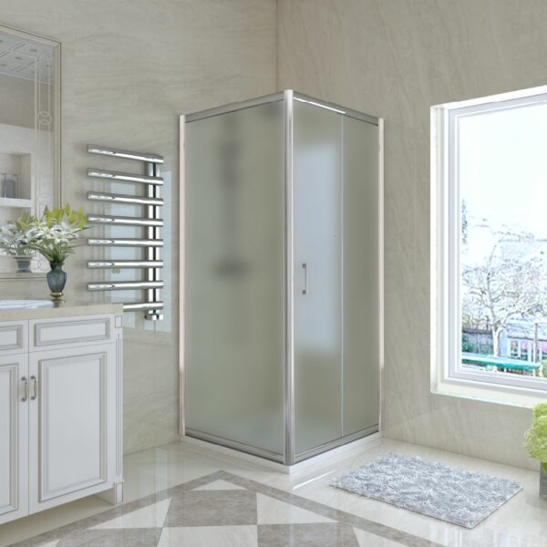 Duschkabine in Vollsatiniert mit Schiebetür & feste Seitenwand ESG | Nano | Höhe 1870 mm