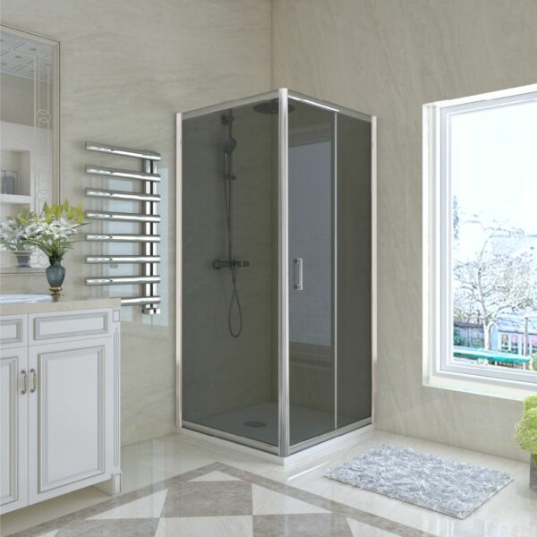 Duschkabine in Grau mit Schiebetür & feste Seitenwand ESG | Nano | Höhe 1870 mm